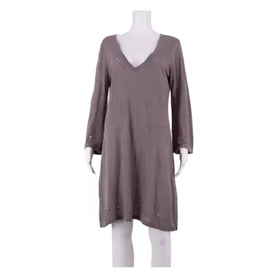 THE WHITE COMPANY Womens Shift Dress Brown Linen Long Sleeve Knee Length M