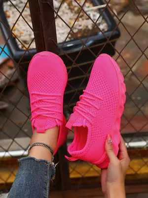 Women's Fashionable Lace Up Low Top Sneakers, Casual Comfortable Breathable Sports Shoes, Female All-match Round Toe Shoes fo...