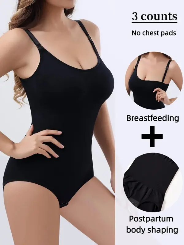Maternity Solid Color Cami Bodysuit, Breathable Comfortable Wireless Nursing Bodysuit, Maternity Clothing for Postpartum Reco...