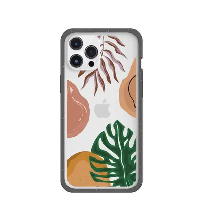 Clear Abstract Botanics iPhone 12 Pro Max Case With Black Ridge