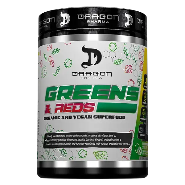 Dragon Pharma GREENS & REDS – 23 Organic Superfoods + Pre/Probiotics for Detox & Digestion