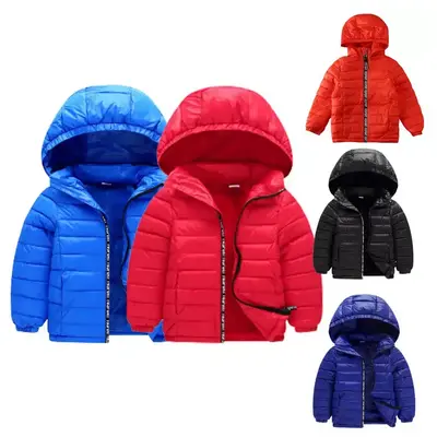 Little Kids Spring Fall Winter Jacket, Long Sleeve Zipper Solid Color Padded Puffer Coat with Removable Hoods Coat, Warm Wind...