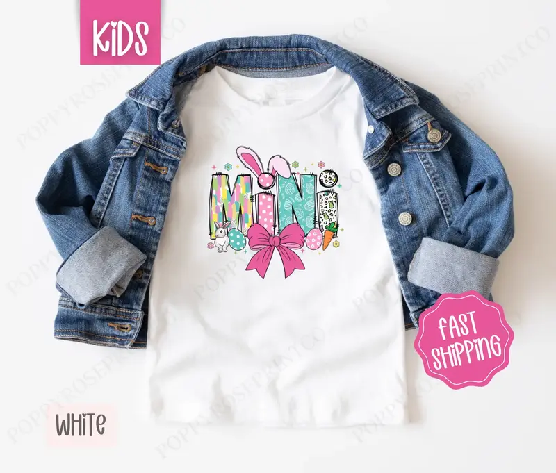 Easter Mini Kids Shirt - Easter Children's Tshirt - Cute Youth Tee Gildan