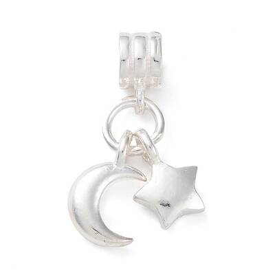925 Sterling Silver Star & Moon European Dangle Charms