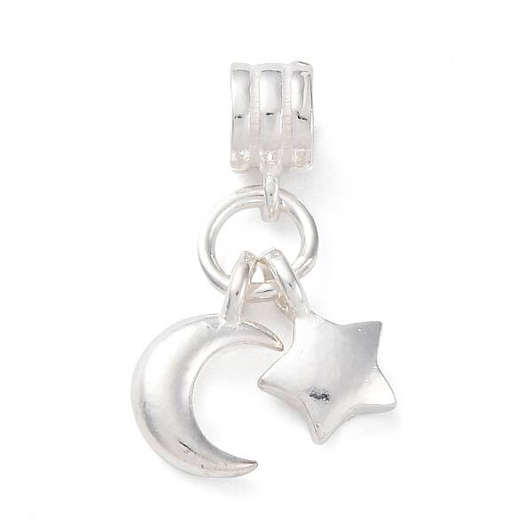 925 Sterling Silver Star & Moon European Dangle Charms
