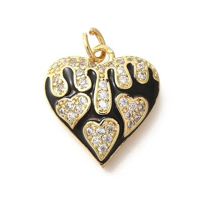 Brass Micro Pave Clear Cubic Zirconia Enamel Pendants
