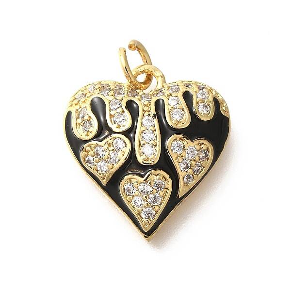 Brass Micro Pave Clear Cubic Zirconia Enamel Pendants