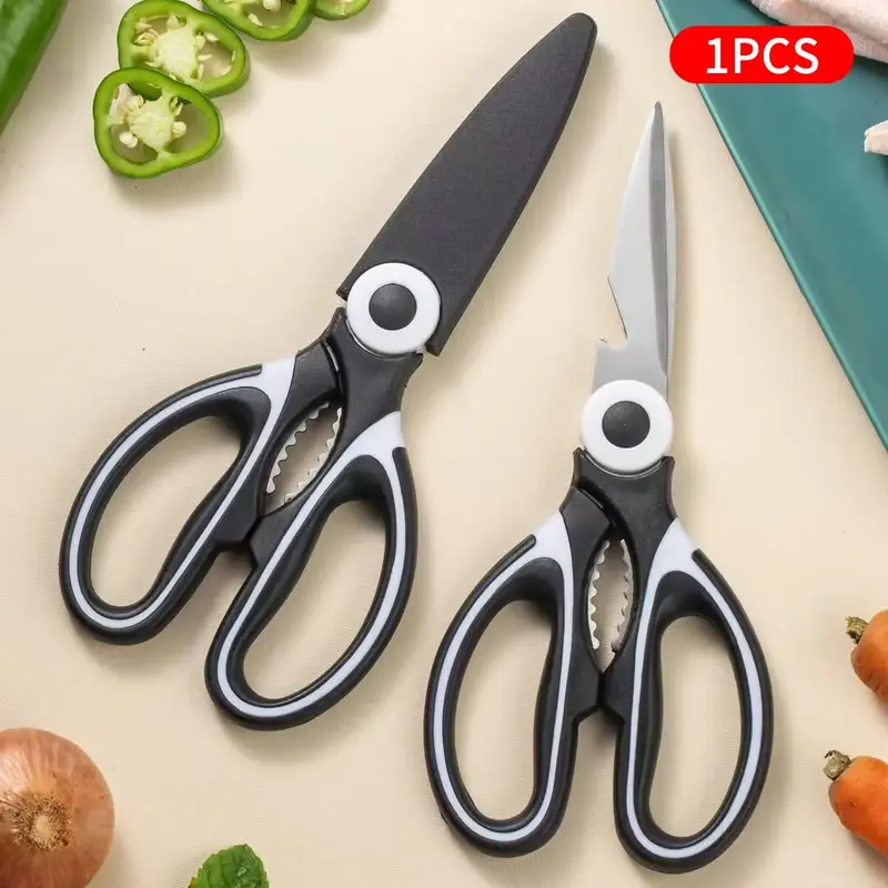 Kitchen Scissor, Stainless Steel Multifunctional Scissor With Cover, Seafood Scissor With Bottle Opener Function, Household C...