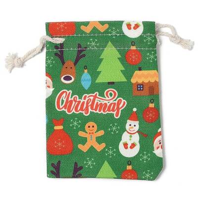 Christmas Theme Cloth Printed Storage Bags