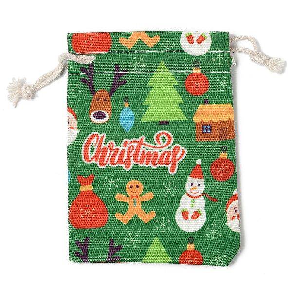 Christmas Theme Cloth Printed Storage Bags