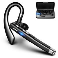 Single Ear Wireless Headset with Mic, 1 Count Ear Hook Design Earphone with Power Display Charging Case, HiFi Stereo Noise Ca...