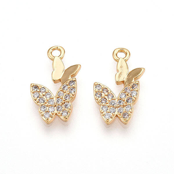 Brass Micro Pave Cubic Zirconia Pendants