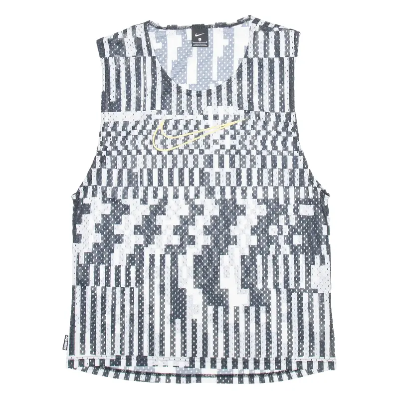 NIKE Womens Printed Vest Black Sleeveless Faux Silk Check L