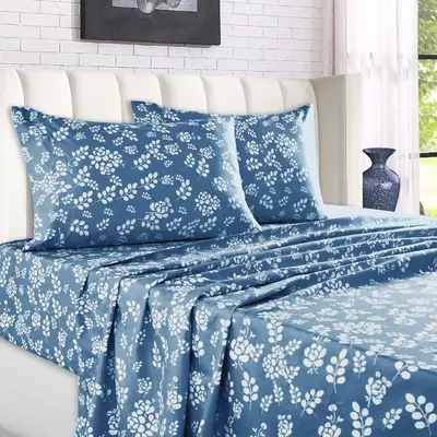 Lux Decor 4 Pc Floral Print Bed Sheets -Upto 16\
