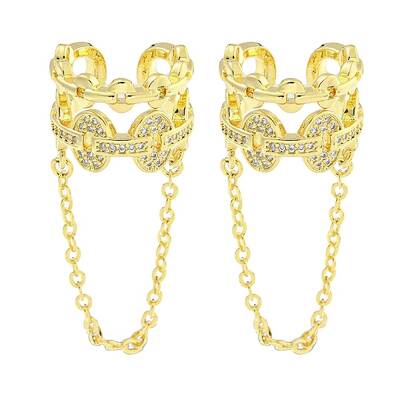Brass Micro Pave Cubic Zirconia Cuff Earrings