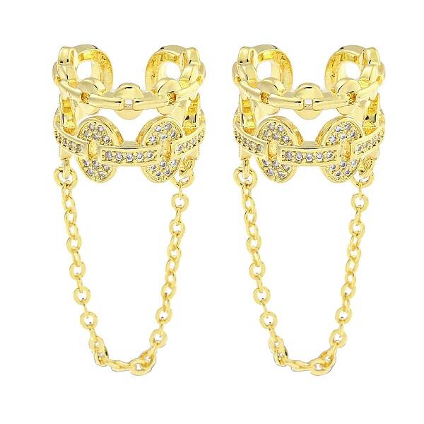 Brass Micro Pave Cubic Zirconia Cuff Earrings