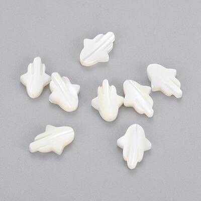 Hamsa Hand/Hand of Fatima/Hand of Miriam Natural White Shell Beads