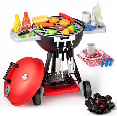 34Pcs Portable Grill Cooking Toy Set BBQ Grill Set For Christmas New Year Gift Kids Outdoor Play toys boys