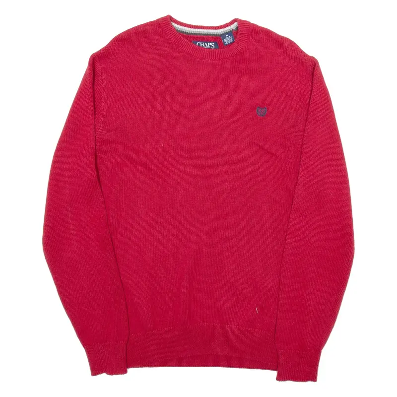 CHAPS Mens Jumper Red Tight Knit Wool M