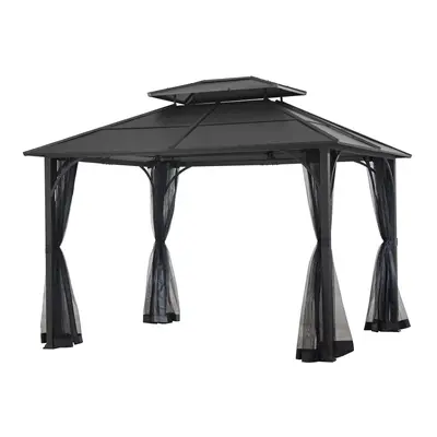 SUNJOY Black Replacement Mosquito Netting For Hampton Bay Farrington Hard Top Gazebo (10X12 Ft) A102001730