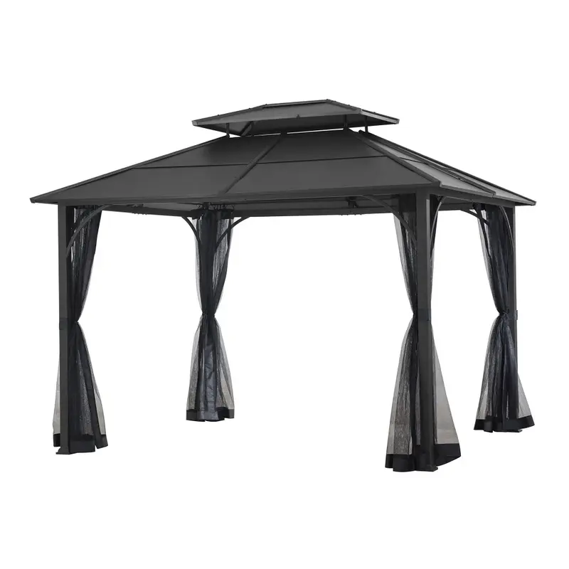 SUNJOY Black Replacement Mosquito Netting For Hampton Bay Farrington Hard Top Gazebo (10X12 Ft) A102001730