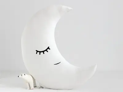 White Crescent Moon Pillow