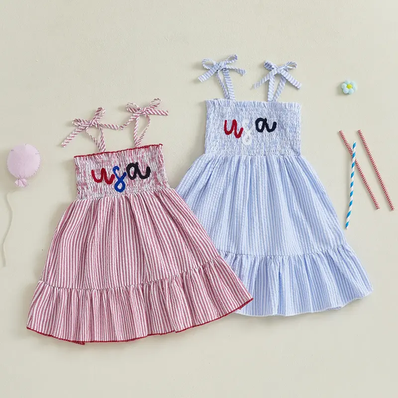 4th of July Toddler Girl Outfit Fourth of July Spaghetti Strap Dress Kids Little Girl Independence Day Clothes