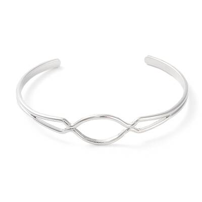 Rack Plating Brass Hollow Oval Open Cuff Bangle