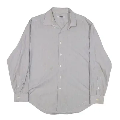 DKNY Slim Fit Shirt Grey Striped Long Sleeve Mens L