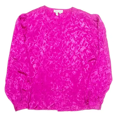 LAURA AND JAYNE Womens Blouse Shirt Pink Long Sleeve Floral M