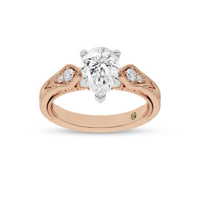 Vesta Vintage Inspired Pear Shape Lab Grown Diamond Engagement Ring | Rose Gold 1 1/5 - 4 1/4 CT. TW.