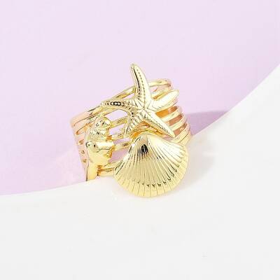 Ocean Theme Brass Cuff Rings
