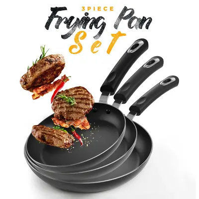 Utopia Kitchen 3 - Piece Non-Stick Frying Pan Set â Includes 8, 9.5, & 11 Pans with Induction Bottom Durable Nonstick...