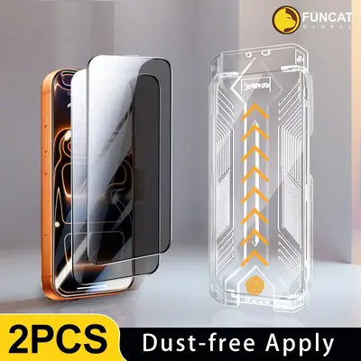 [2PCS] FUNCAT GLOBAL Screen Protector-Dust-free Applicator FOR iPhone 17/16/15/14/13/12  2025 New Apple SALE (Reusable Ea...