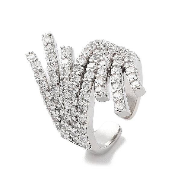 Rack Plating Brass Micro Pave Cubic Zirconia Cuff Rings
