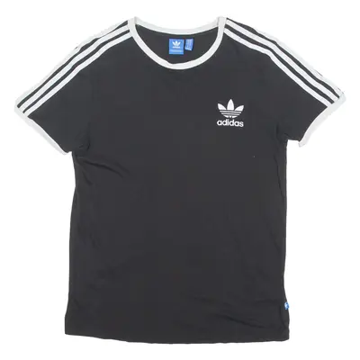 ADIDAS ORIGINALS Womens T-Shirt Black Crew Neck UK 10