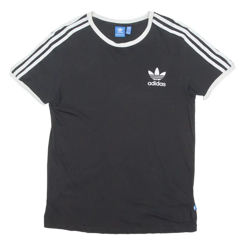 ADIDAS ORIGINALS Womens T-Shirt Black Crew Neck UK 10