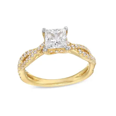 14K Gold 1 to 3.5 CT.T.W. Princess Cut Lab Created Diamond Custom Engagement Ring D Color 3EX IGI Certified