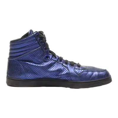 GUCCI High Top Trainers Blue Leather Mens UK 7.5