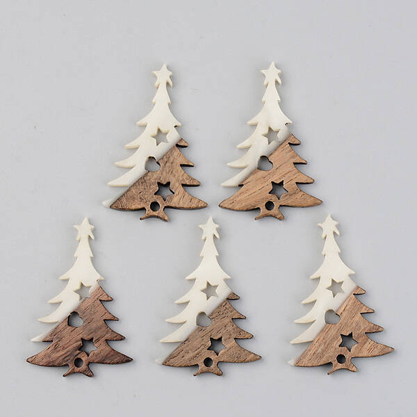 Opaque Resin & Walnut Wood Pendants