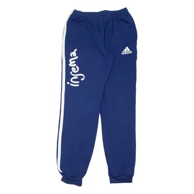 ADIDAS Boys Track Pants Blue Tapered 15-16Y W25 L30