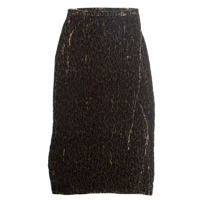 FLANELLE Leopard Print Womens Straight Skirt Brown Long M