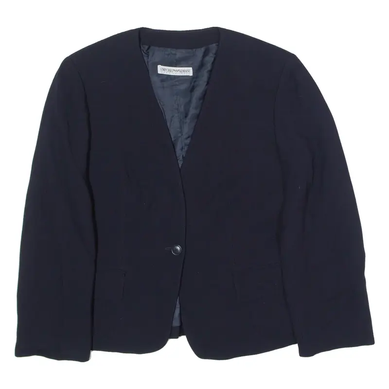 EMPORIO ARMANI Womens Blazer Jacket Black Wool UK 14