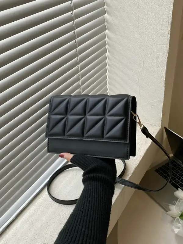Women's Fashion Solid Color Quilted Flap Square Bag, Elegant Shoulder Bag For Daily Used, All-match Commuter Bag