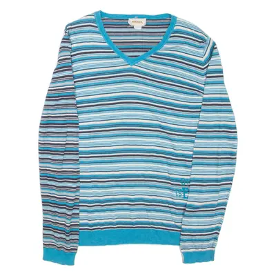 DIESEL Mens Patterned Jumper Blue Striped Tight Knit S