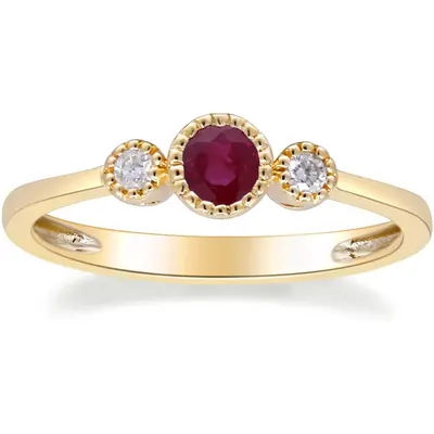 10K Gold Round Cut Custom Engagement Ring Gemstone Ring
