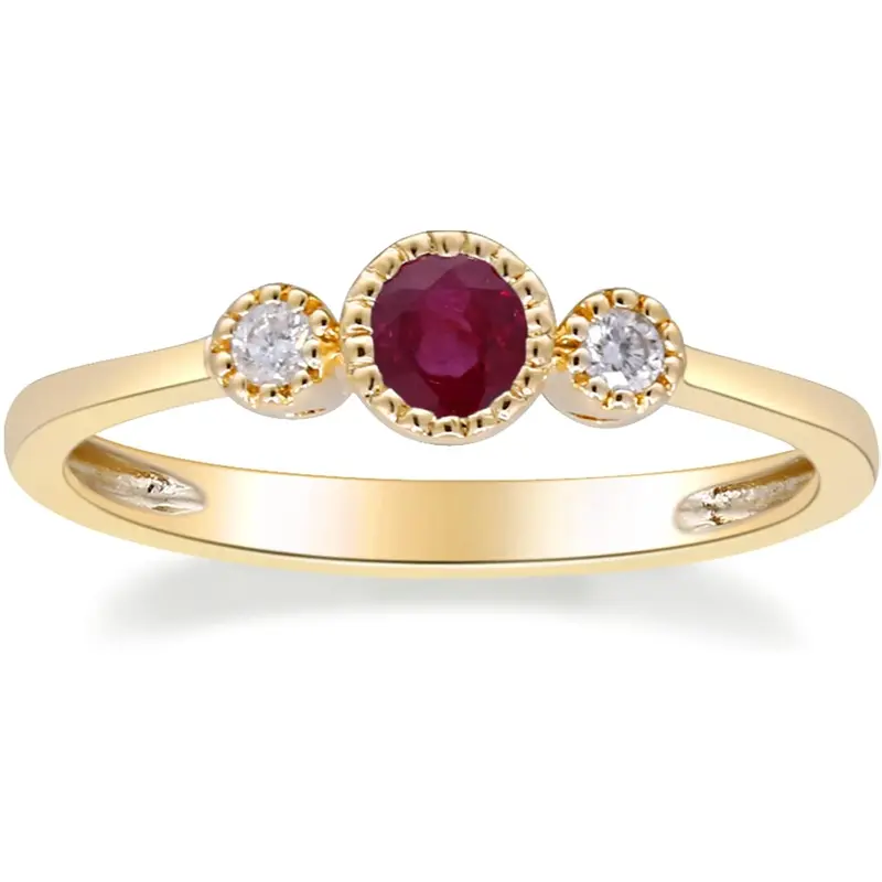 10K Gold Round Cut Custom Engagement Ring Gemstone Ring