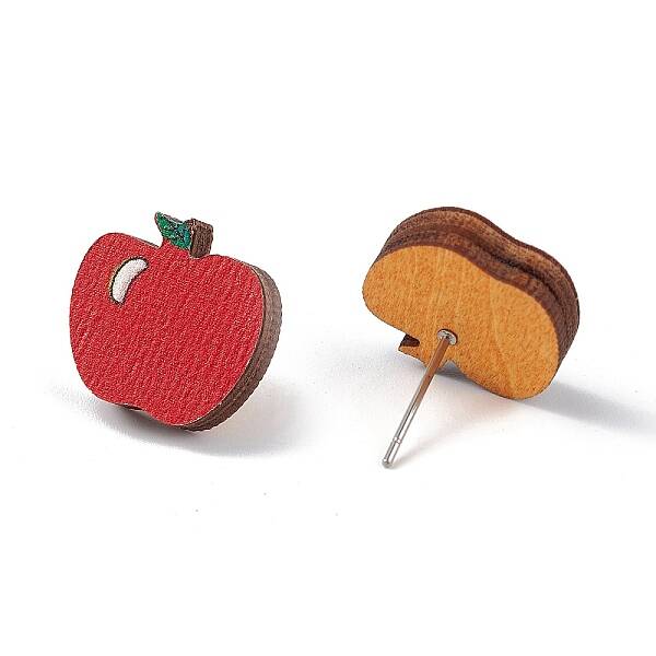 Natual Wood Easter Stud Earrings