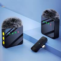 Wireless Microphone, USB Rechargeable Wireless Microphone, Clip-on Design Microphone for HD Vlogging/Live Streaming, Audio, B...