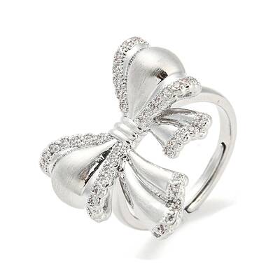 Brass Micro Pave Cubic Zirconia Adjustable Rings